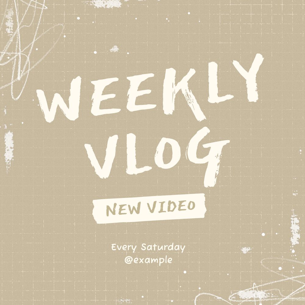 Weekly vlog Instagram post template, editable text