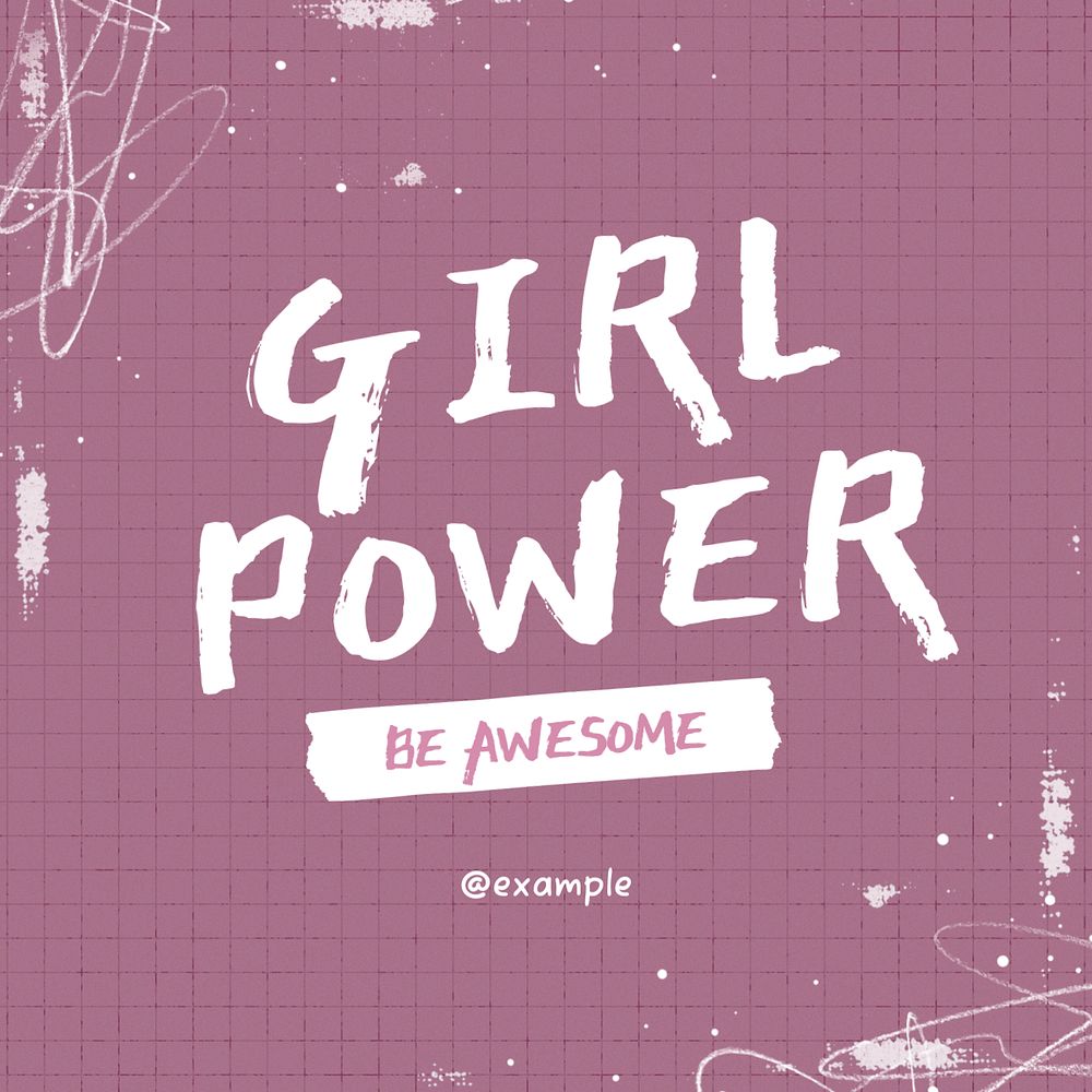 Girl power Instagram post template, editable text