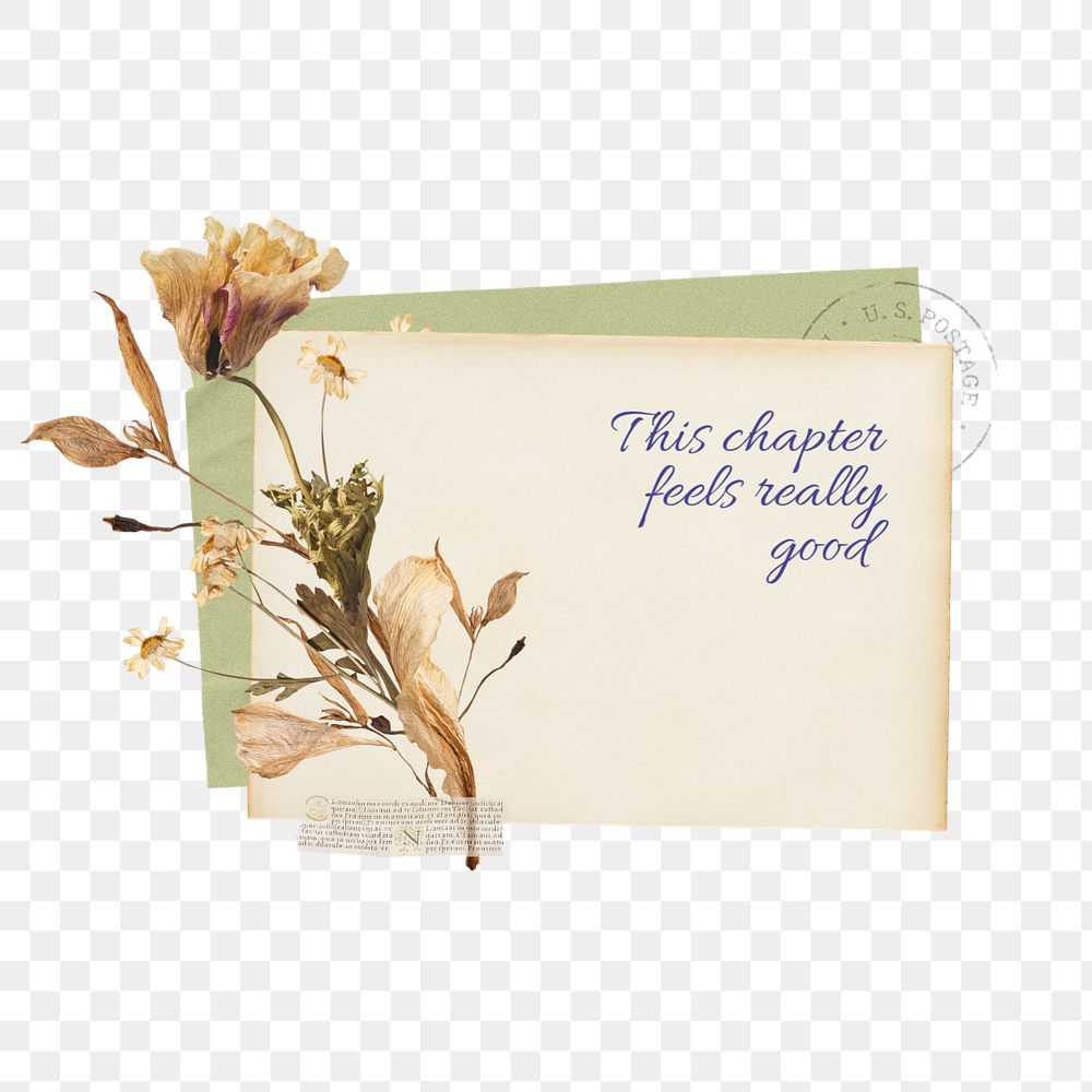 Feel good png quote, Autumn flower collage art, editable design