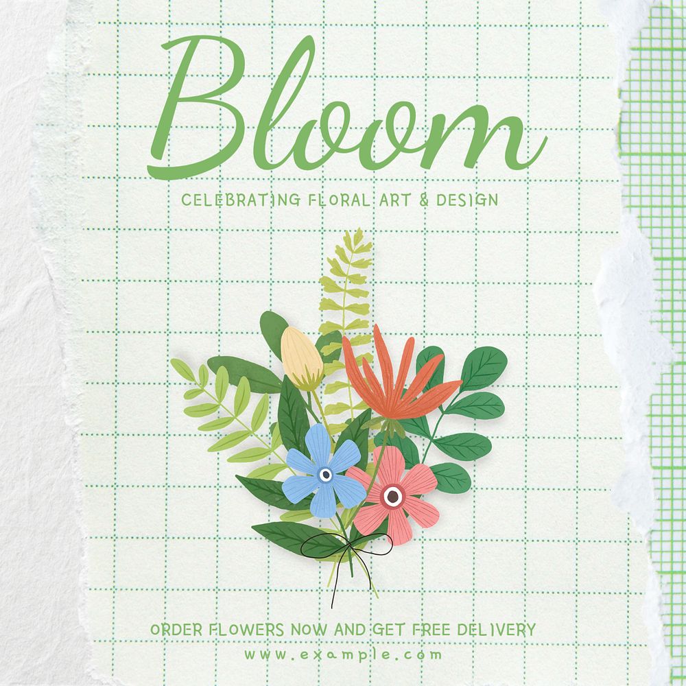 Bloom Instagram post template, editable design