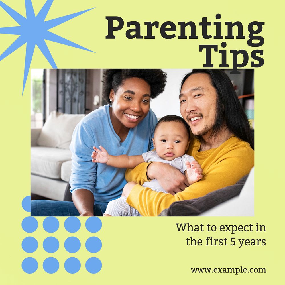 Parenting tips Instagram post template, editable design