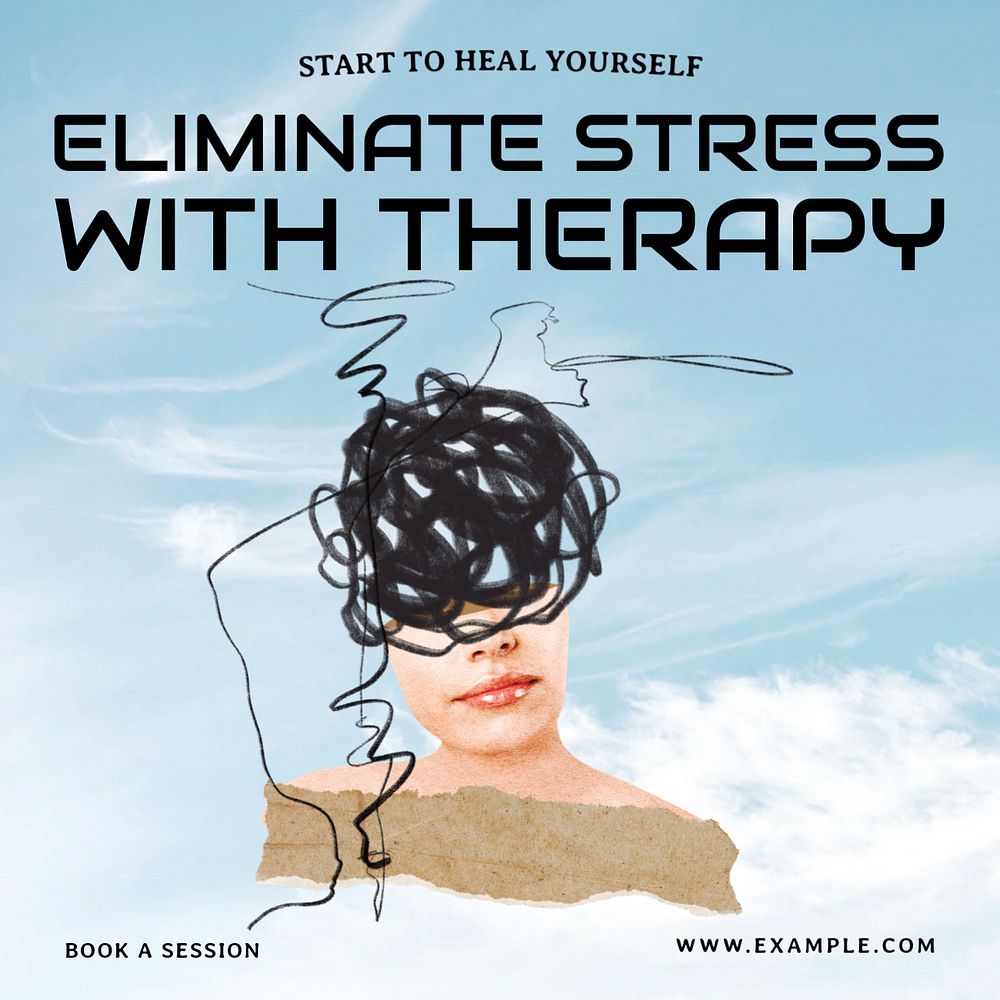 Stress therapy Instagram post template, editable design