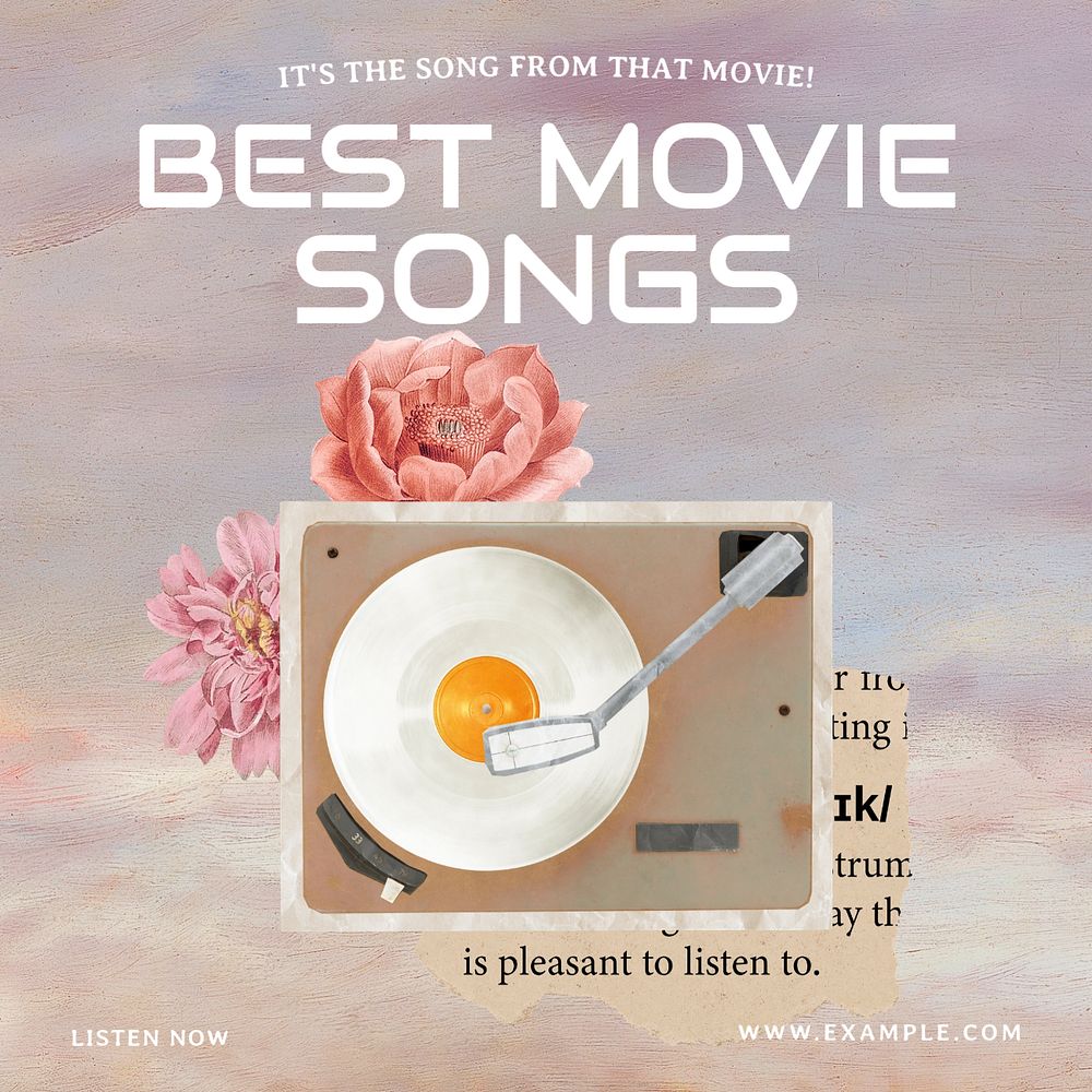 Movie songs Instagram post template, editable design