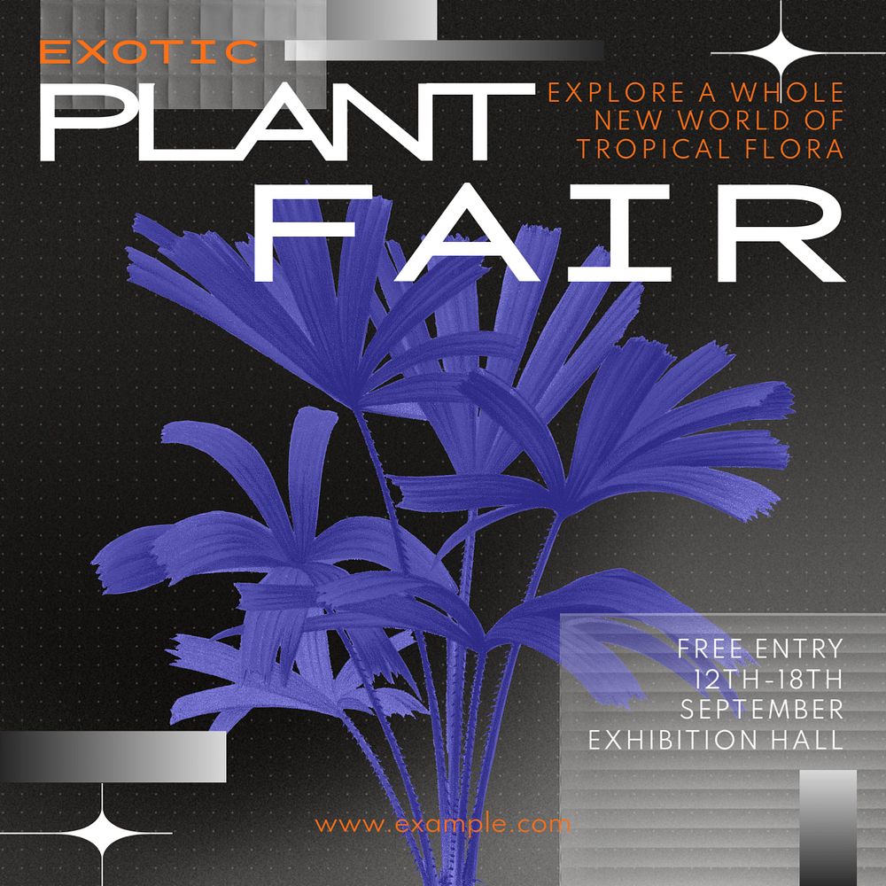 Exotic plant fair Instagram post template, editable text