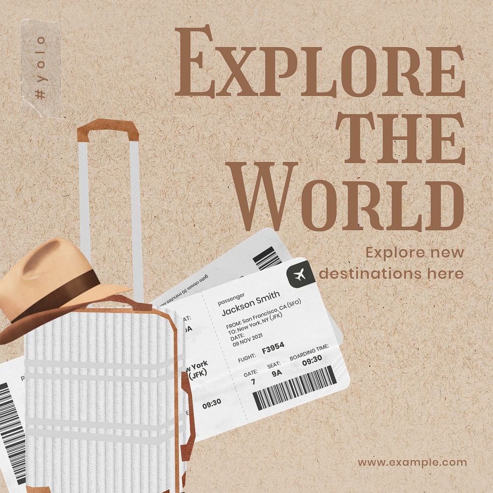 Explore the world Instagram post template, editable design