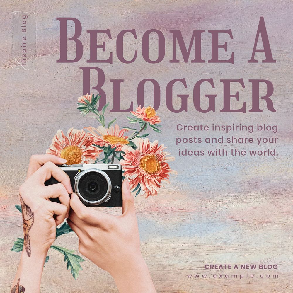 Become a blogger Instagram post template, editable design