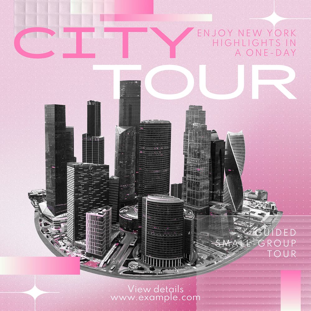 City tour Instagram post template, editable design