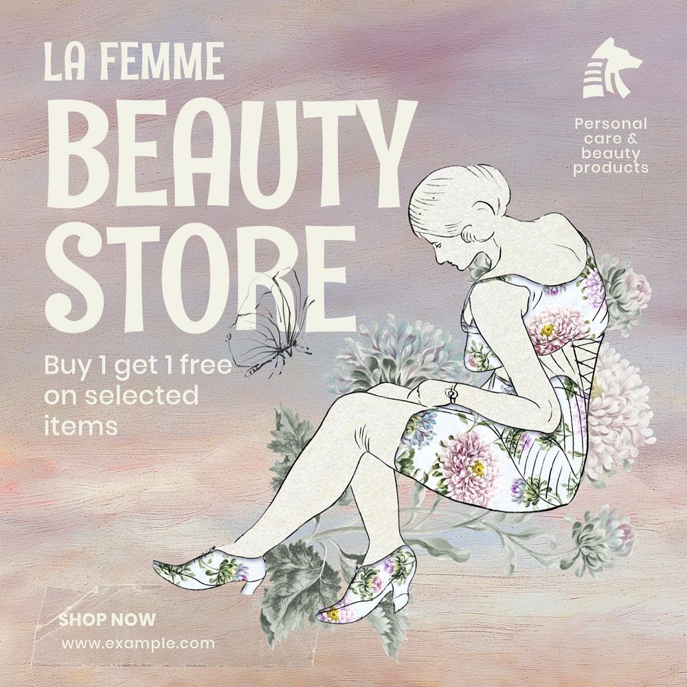 Beauty store Instagram post template, editable text