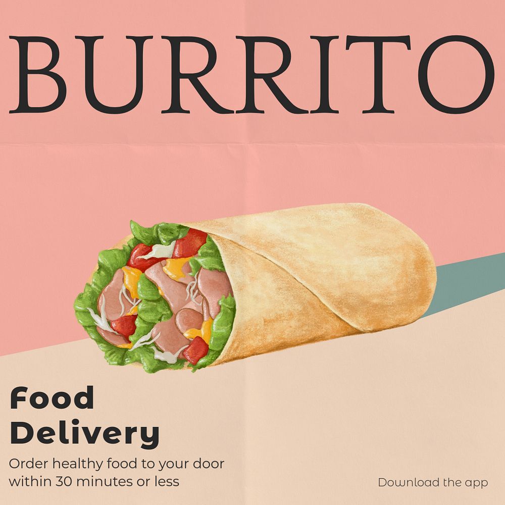 Burrito Facebook post template, editable design