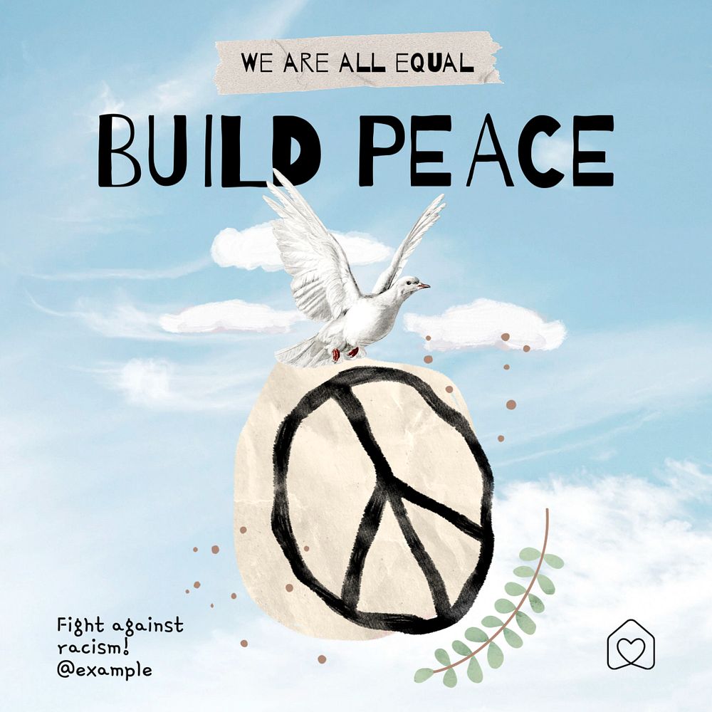 Peace & racism Instagram post template, editable text