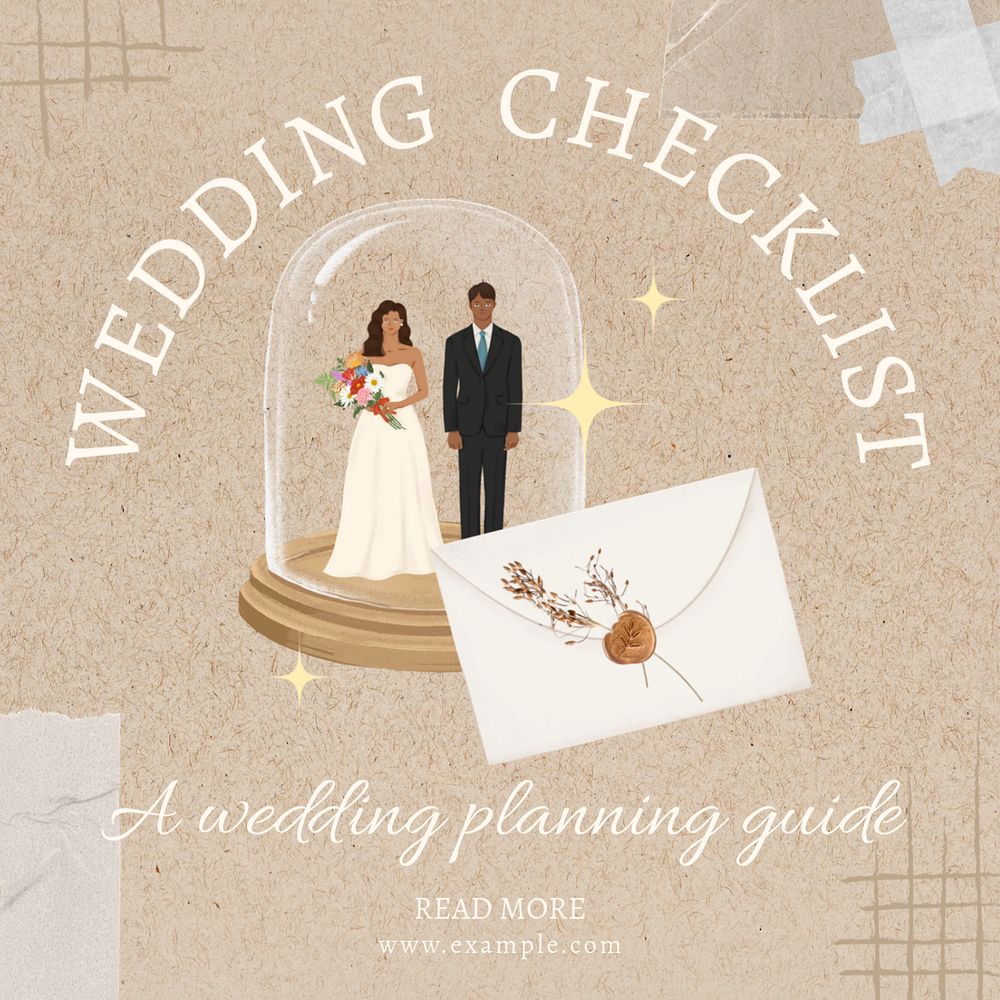 Wedding checklist Instagram post template, editable design