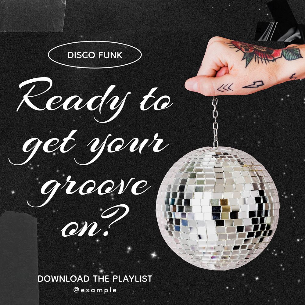 Retro disco music Instagram post template, editable design