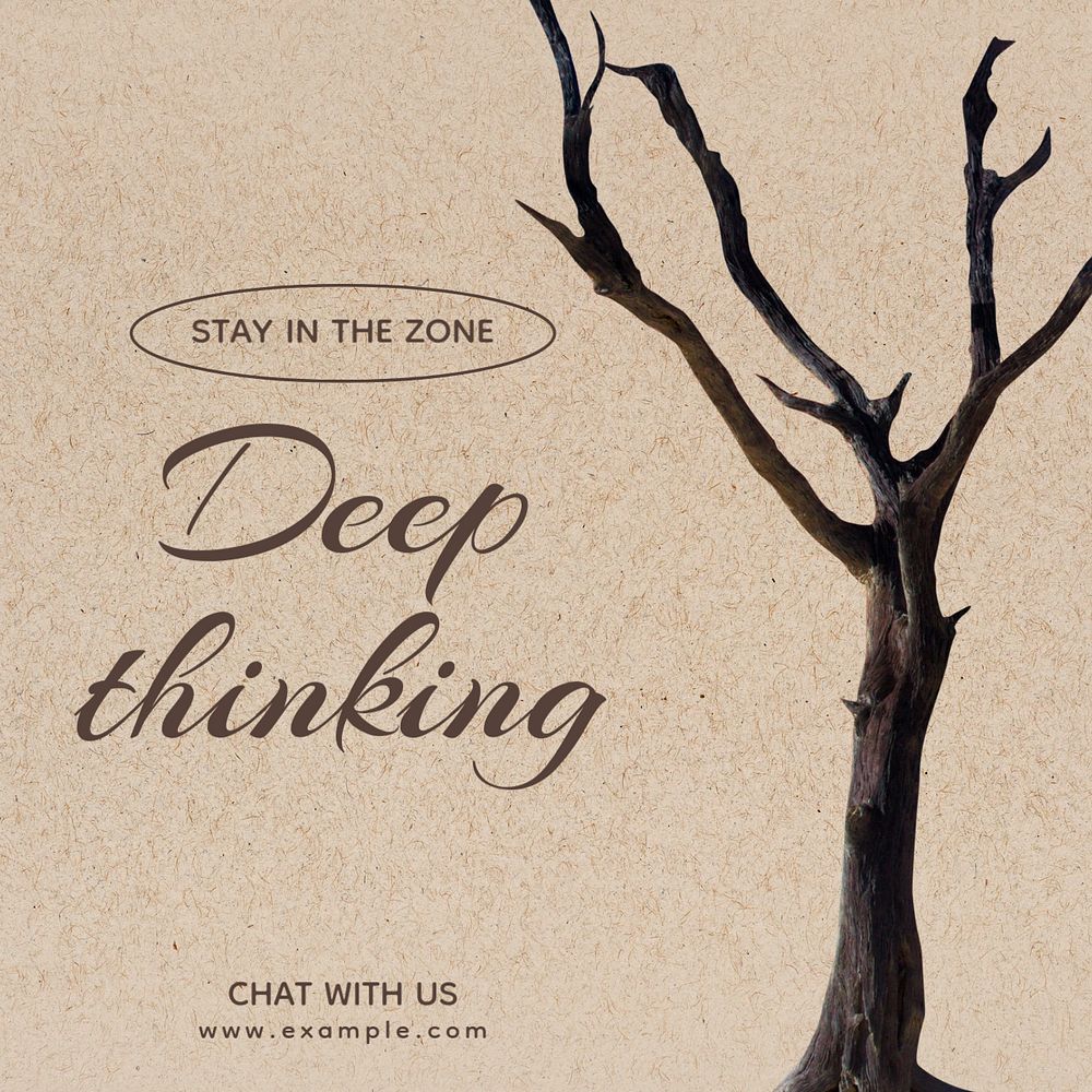 Deep thinking Instagram post template, editable design