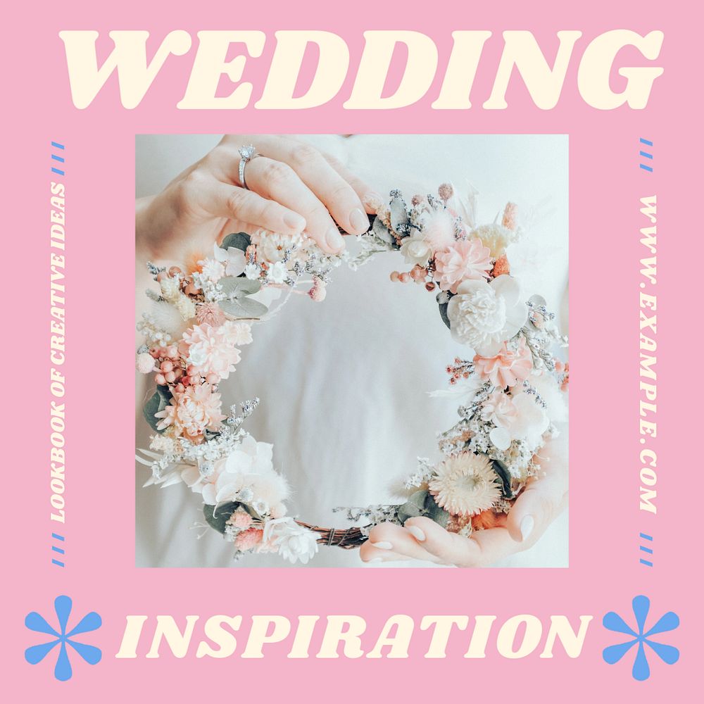 Wedding inspiration Instagram post template, editable design