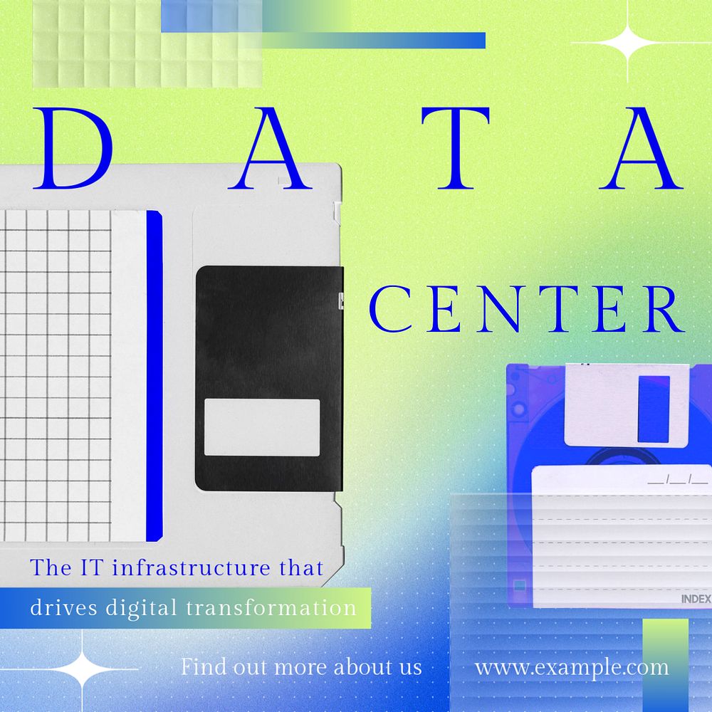 Data center Instagram post template, editable text