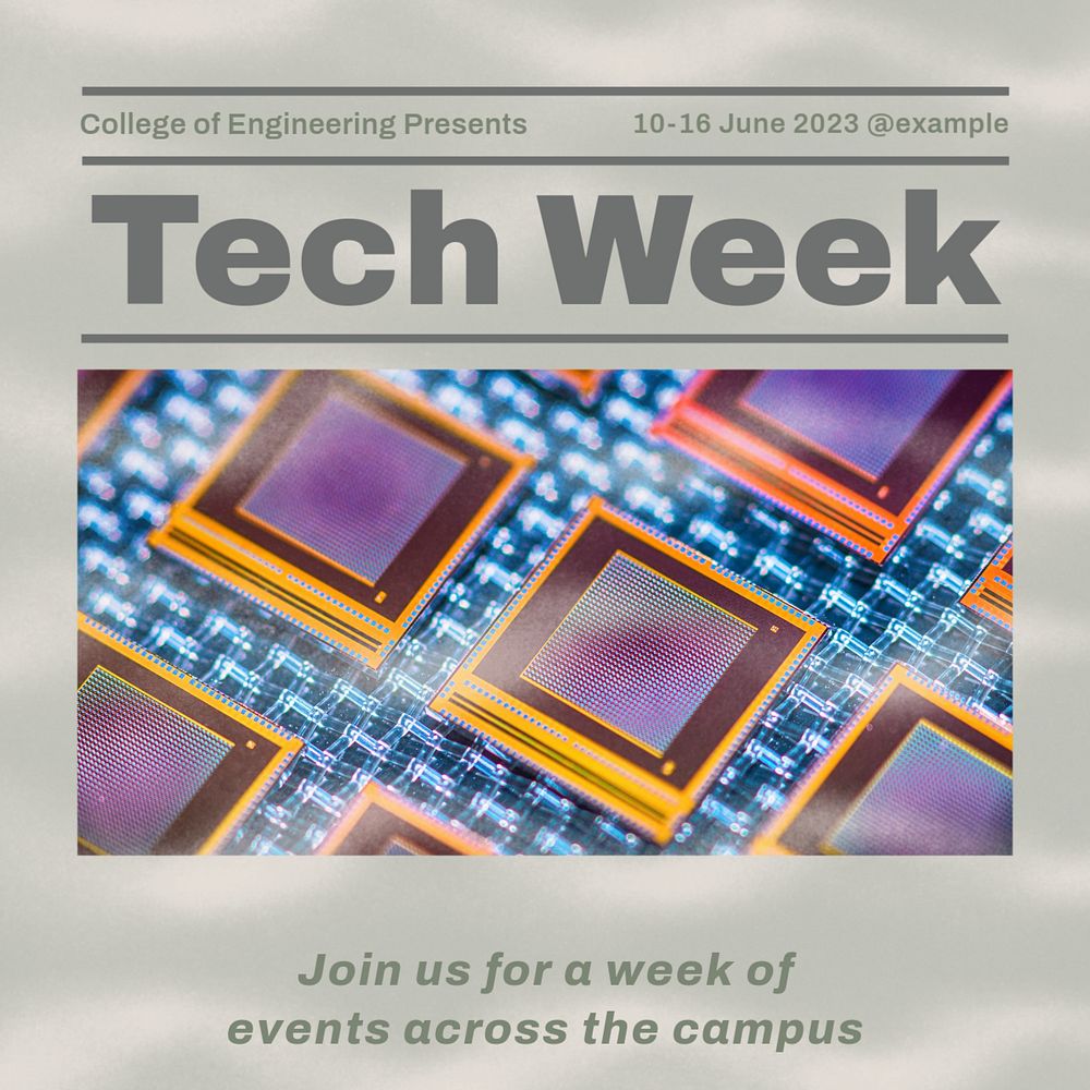 Tech engineer computer Instagram post template, editable design