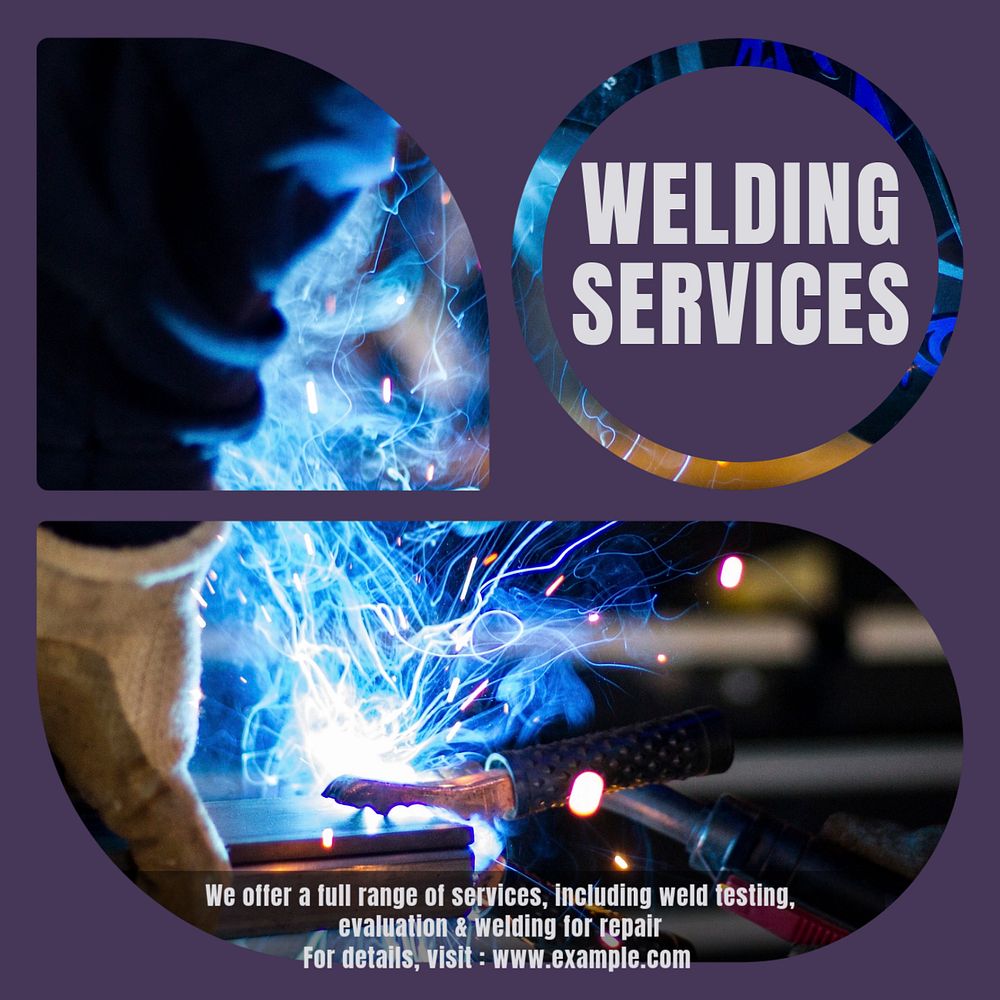 Welding service Instagram post template, editable design