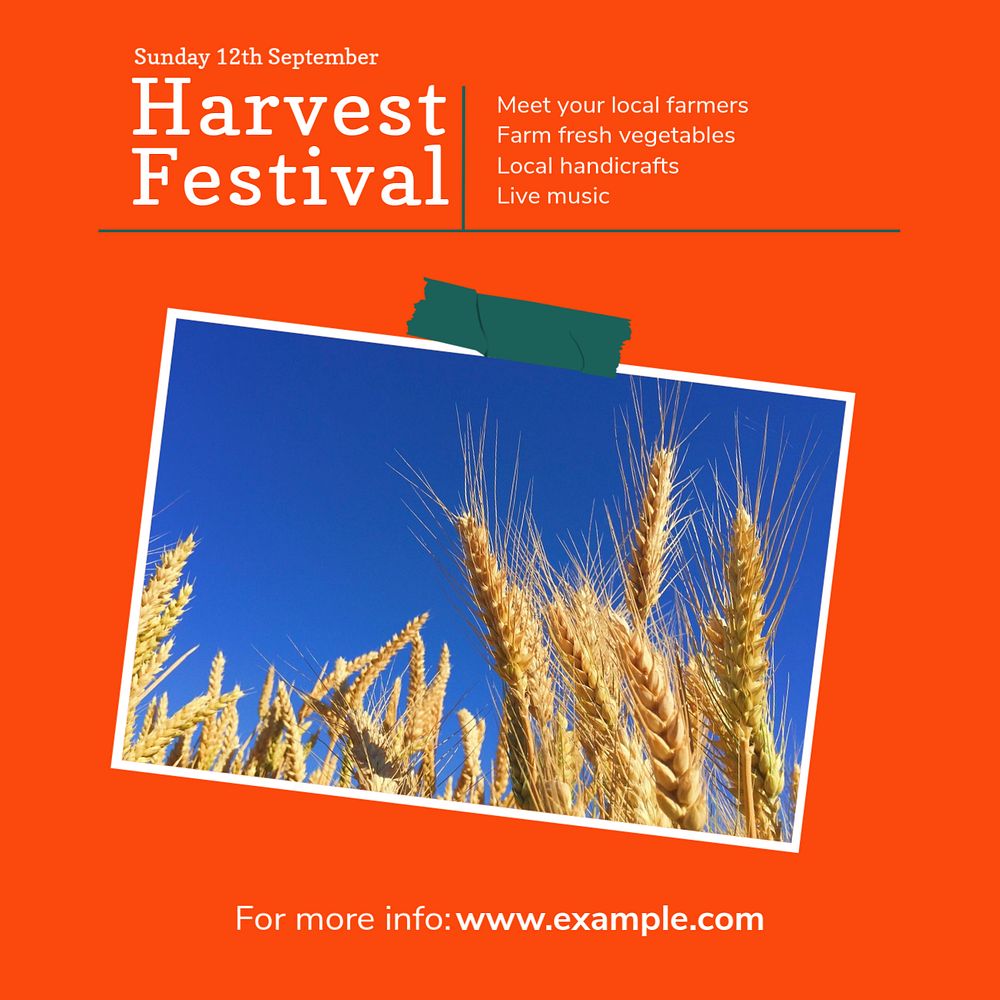 Harvest festival Instagram post template, editable design