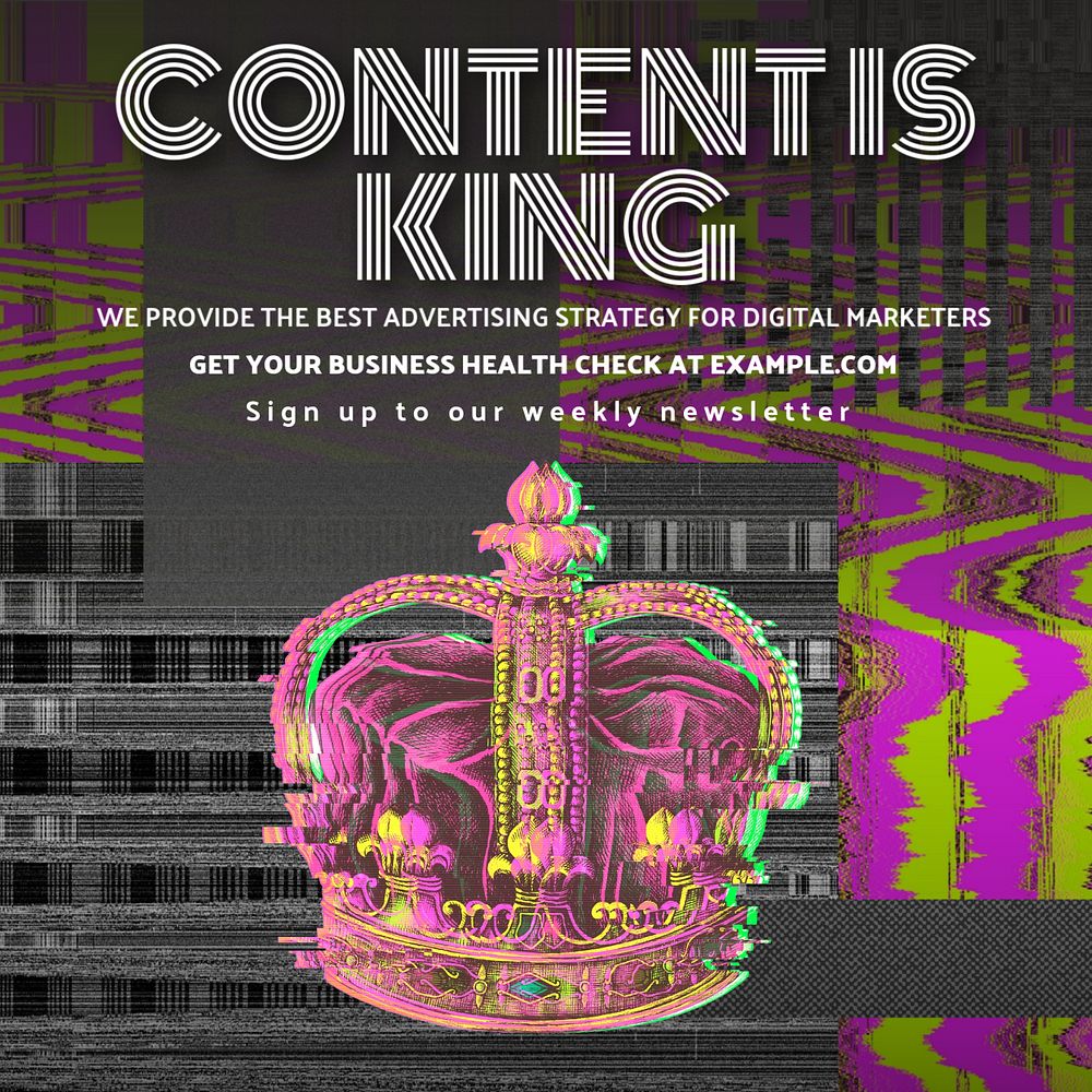 Content is king Instagram post template, editable text