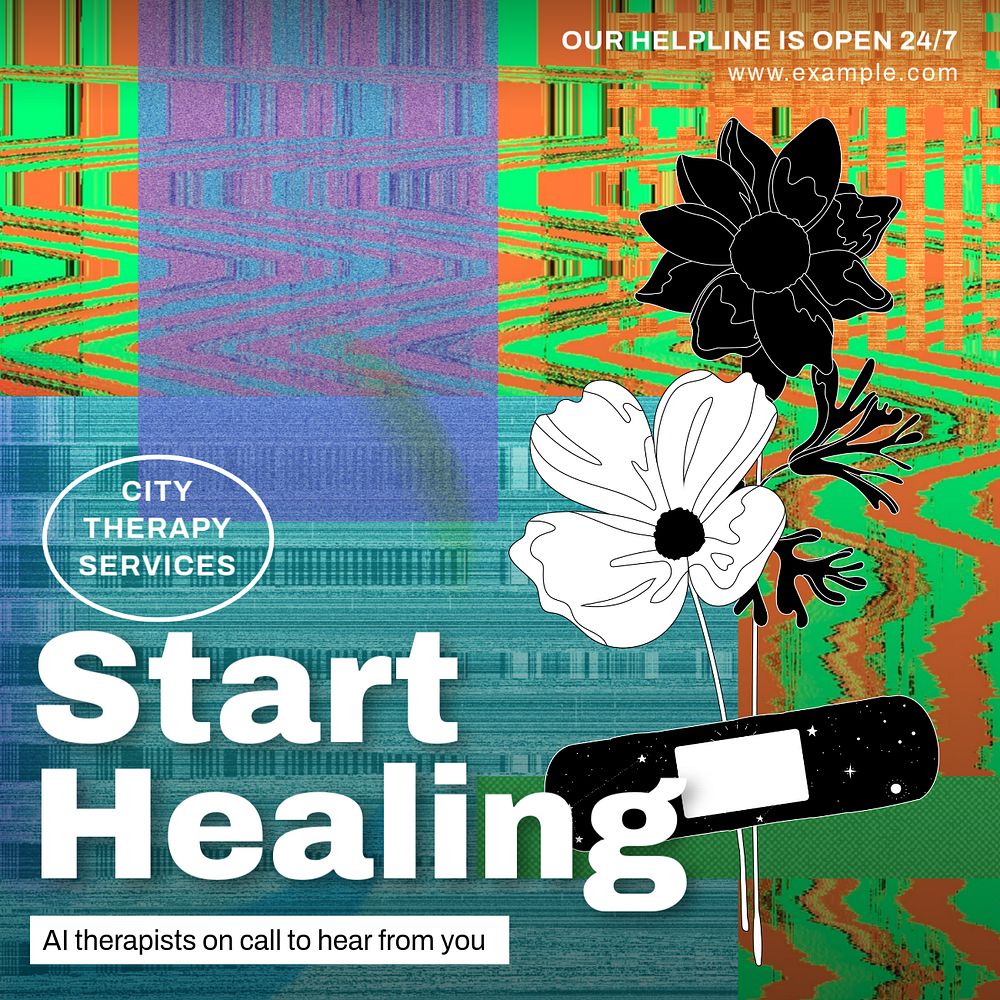 Healing Instagram post template, editable design