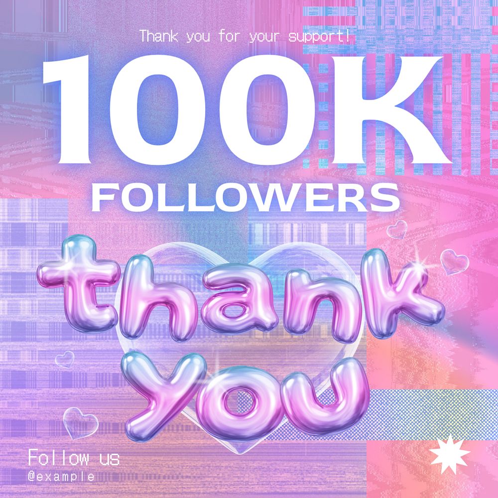 Thank followers Instagram post template, editable text