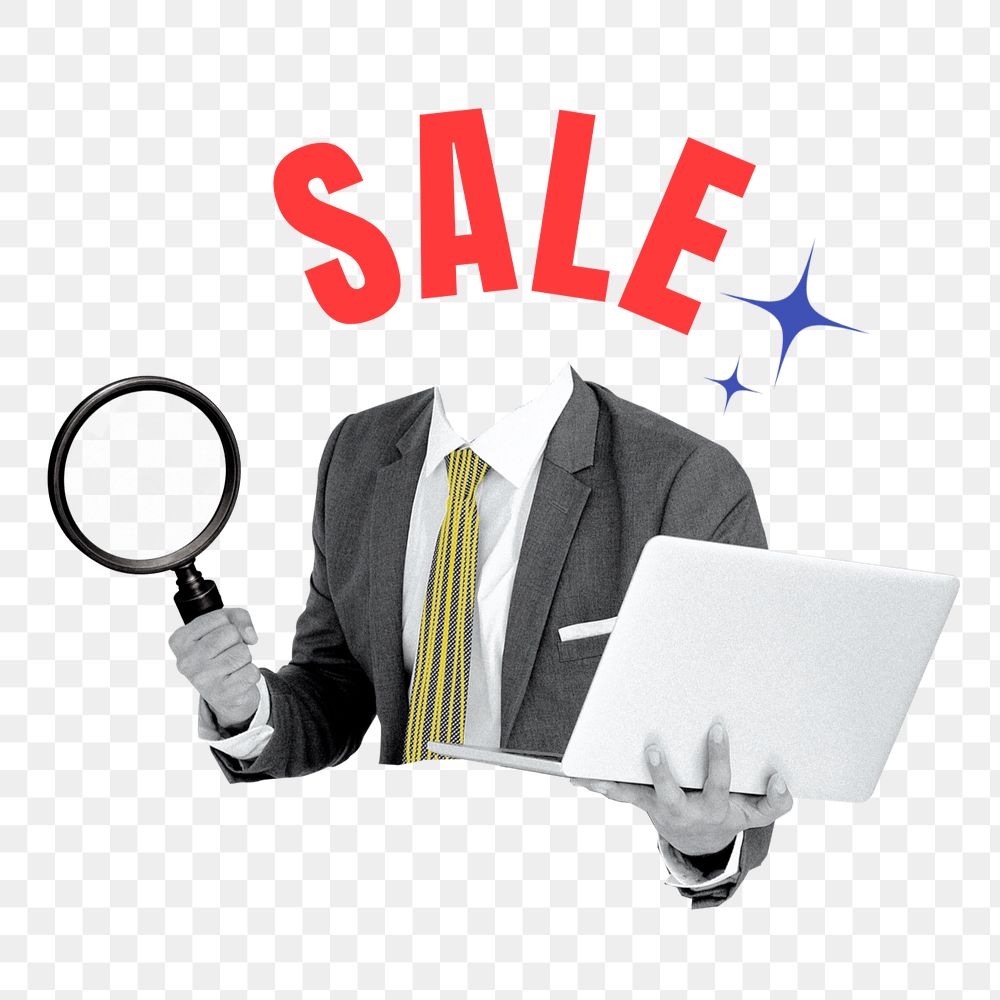 Business salesman png sticker, sale head remix, editable design