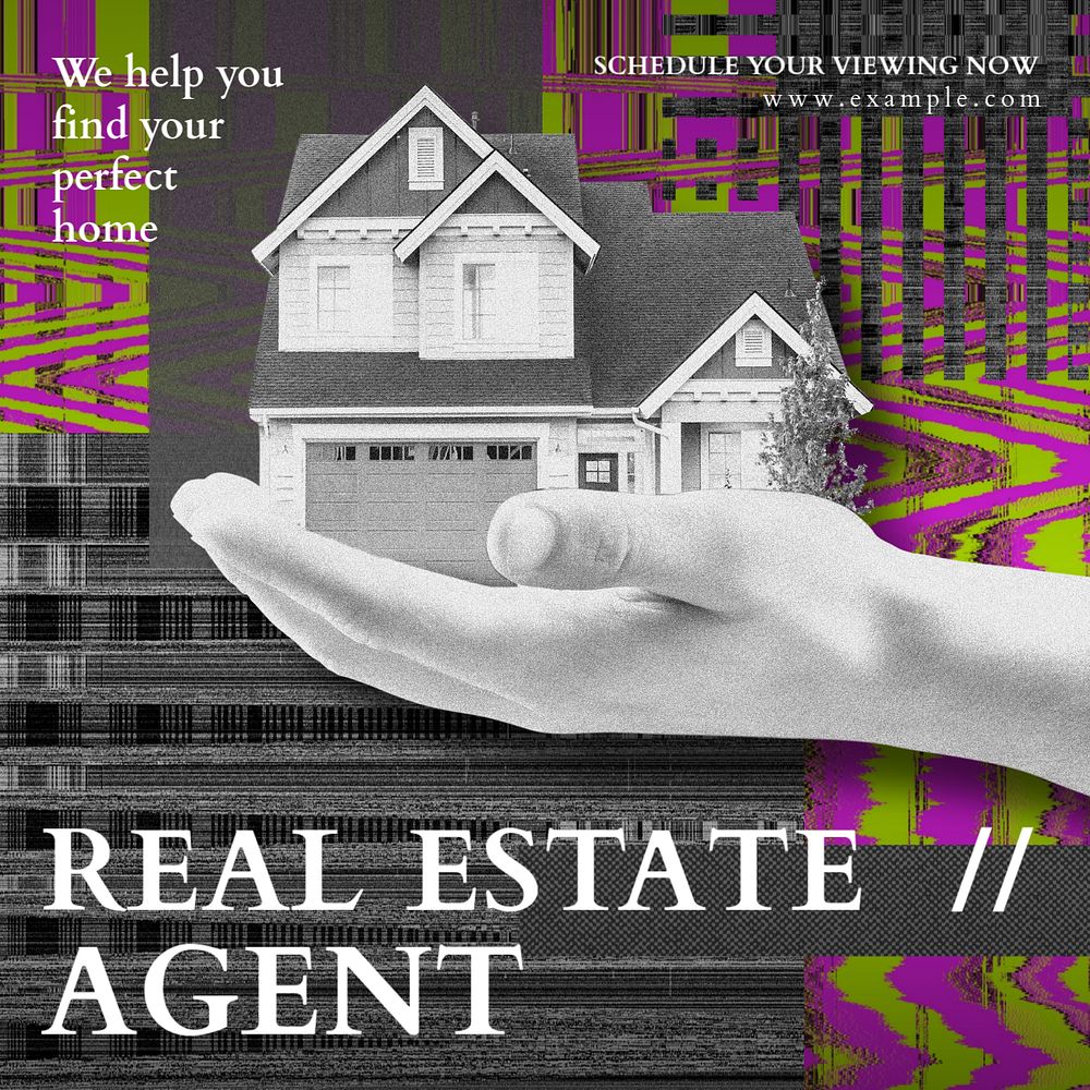 Real estate agent Instagram post template, editable design