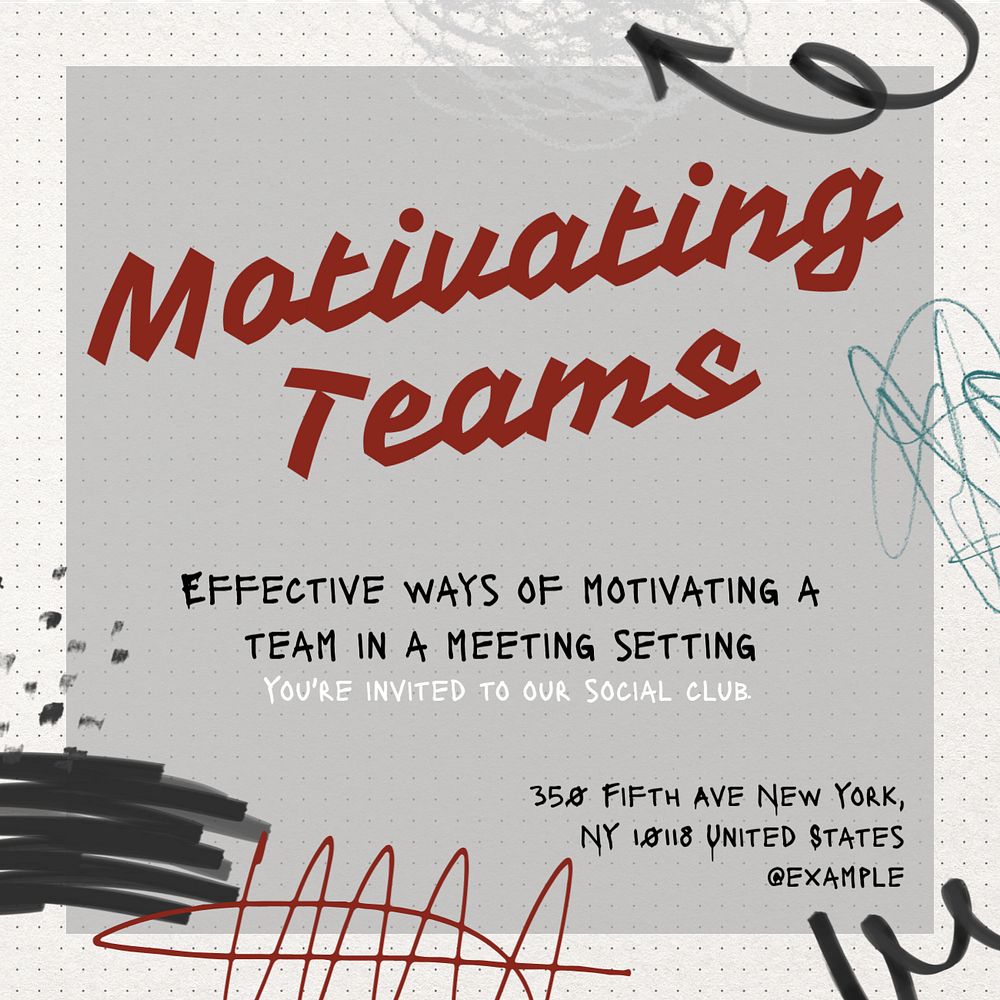 Motivating teams Instagram post template, editable text