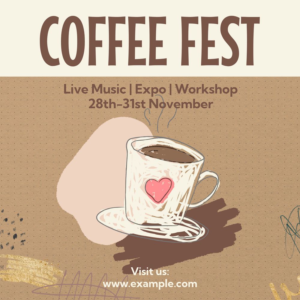 Coffee festival Instagram post template, editable text