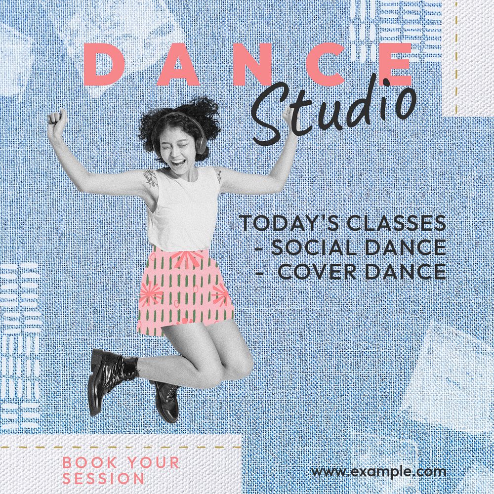 Dance studio Facebook post template, editable design