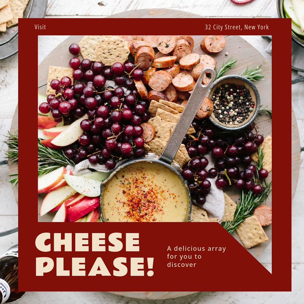 Cheese Instagram post template, editable design