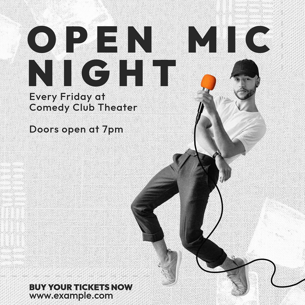 Open mic night Instagram post template, editable text