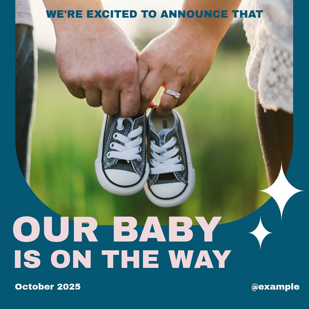 Baby announcement Instagram post template, editable design