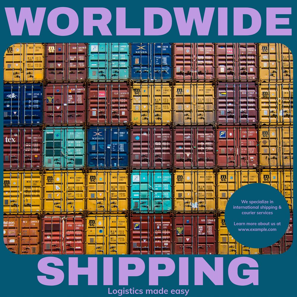 Worldwide shipping Instagram post template, editable design