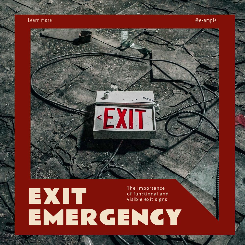 Exit emergency Instagram post template, editable design