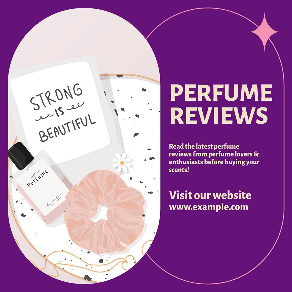 Perfume reviews Instagram post template, editable design