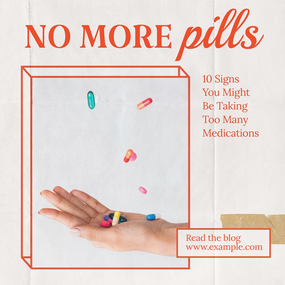 Pills & medication Instagram post template, editable text