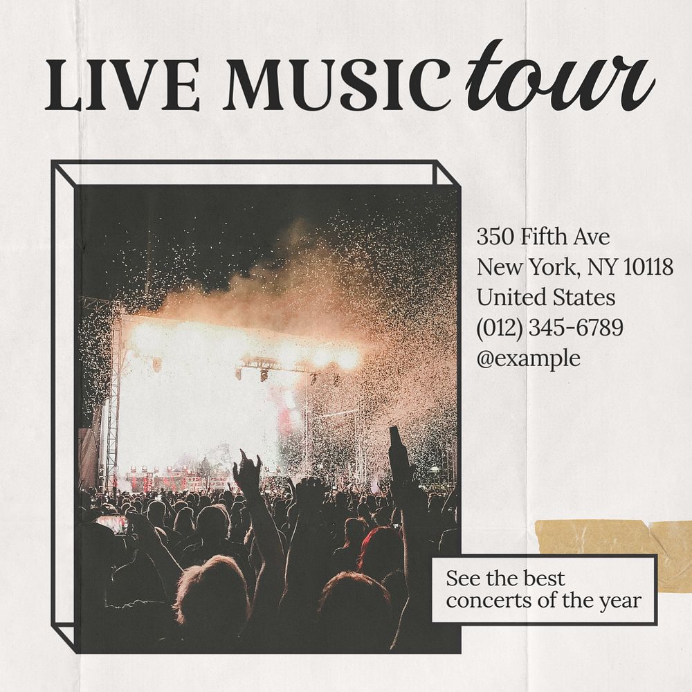 Music tour Instagram post template, editable design