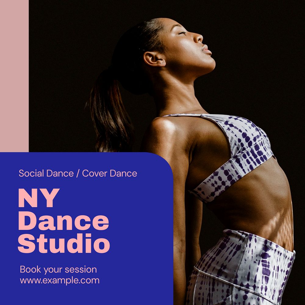 Dance studio Instagram post template, editable text