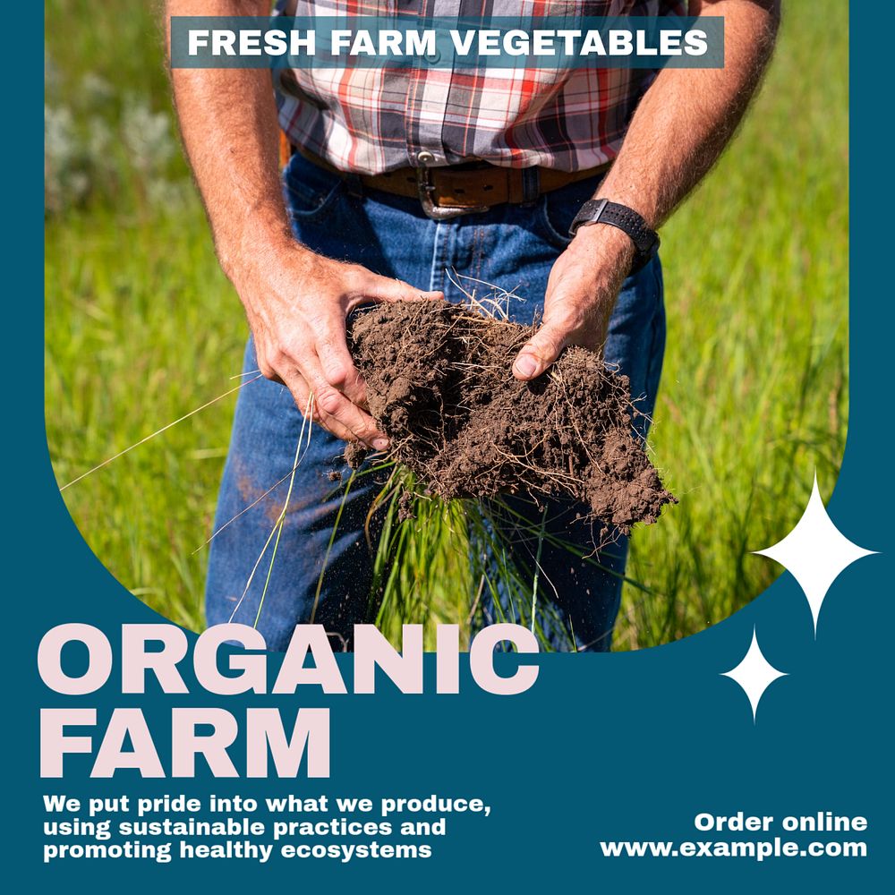 Organic farm Instagram post template, editable design