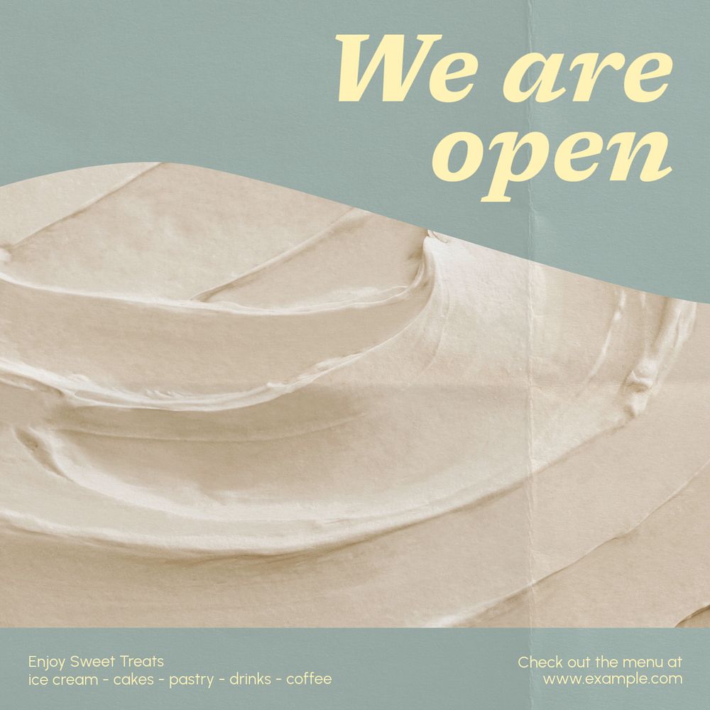 We are open Instagram post template, editable design