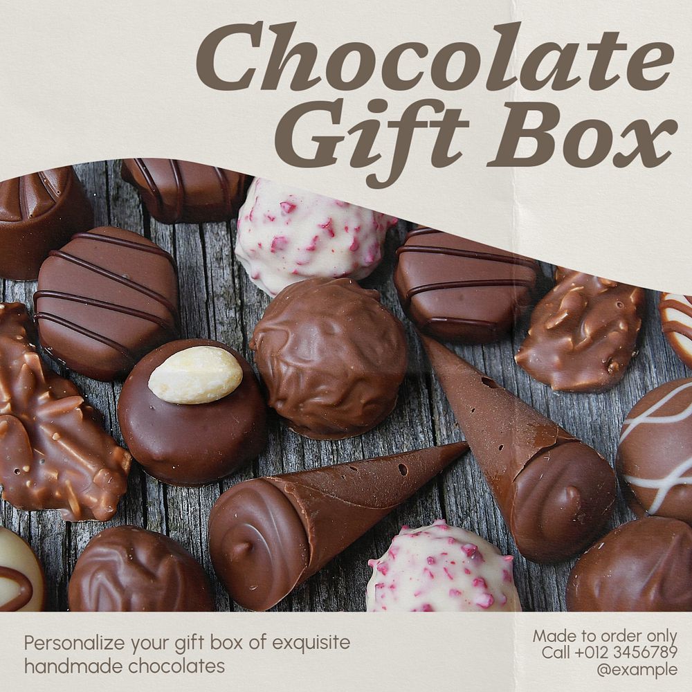 Chocolate gift box Instagram post template, editable design