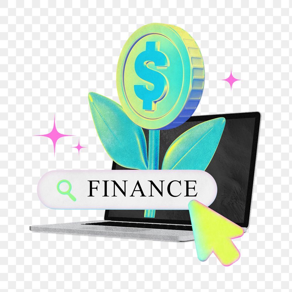 Finance word png element, editable online banking collage remix