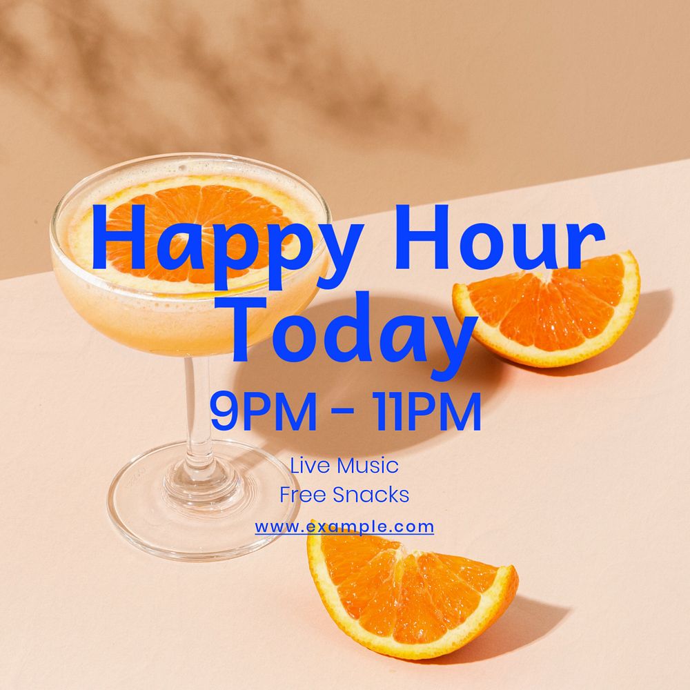 Happy hour Instagram post template, editable text