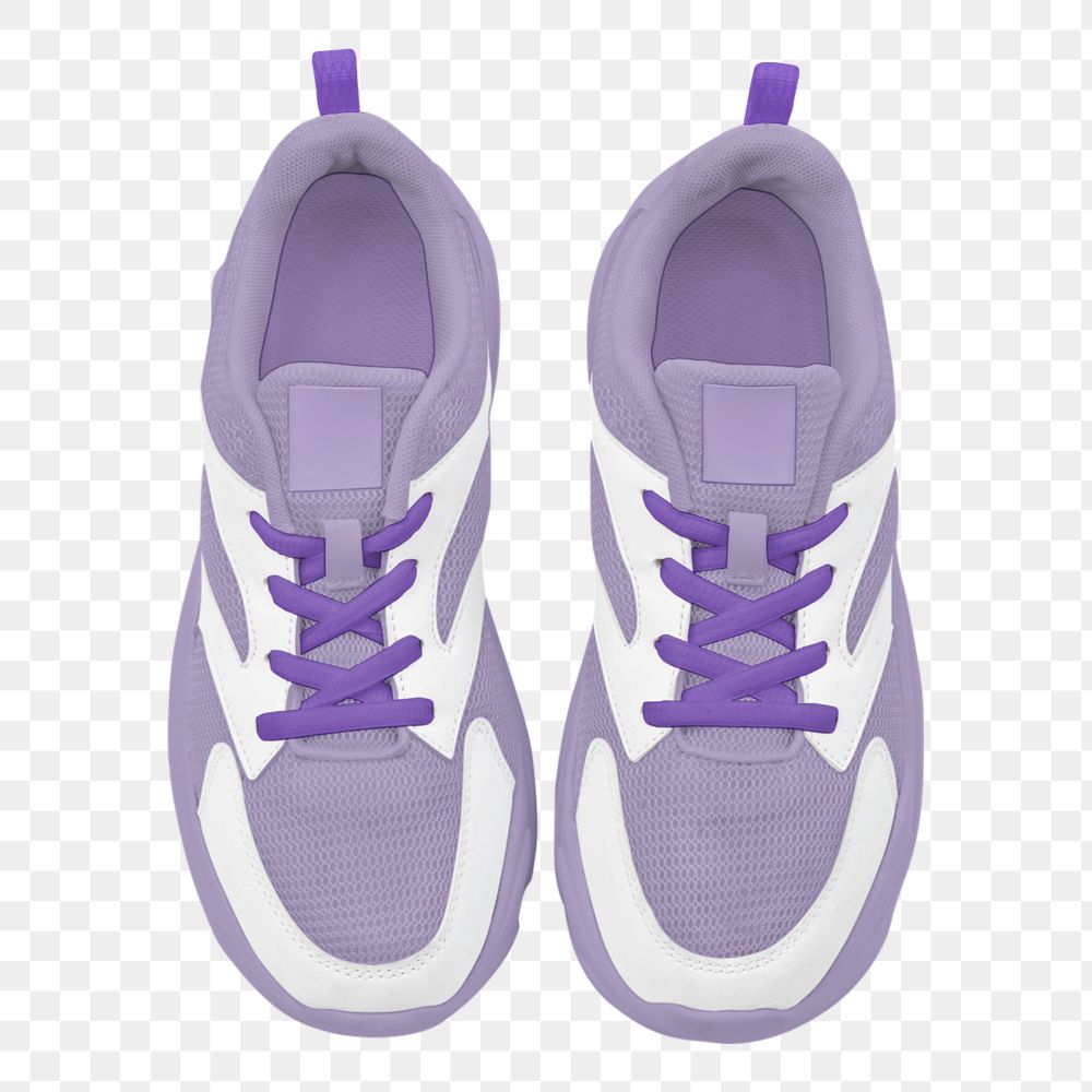 Editable purple sneakers png mockup element, shoes flat lay design