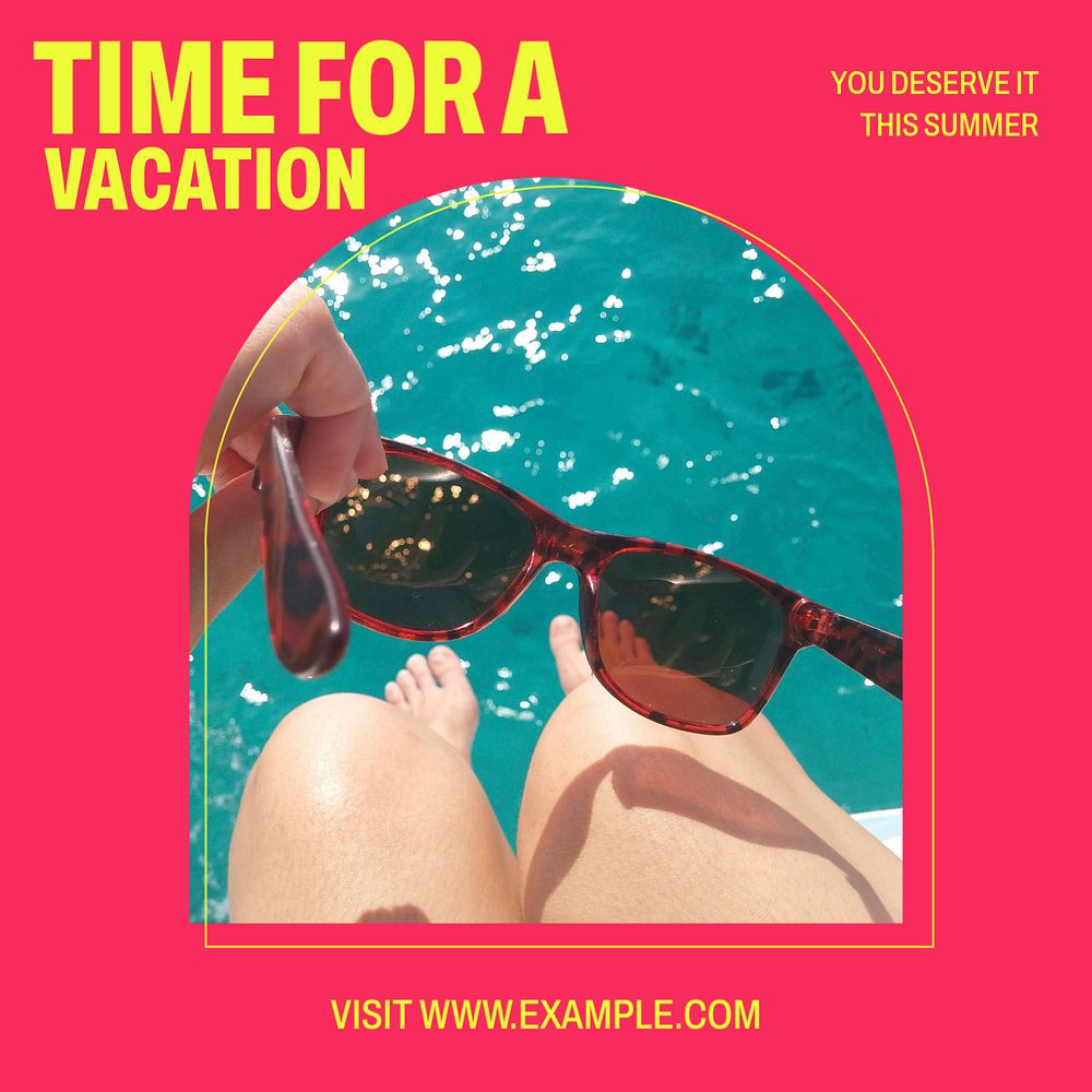 Summer vacation Instagram post template, editable design