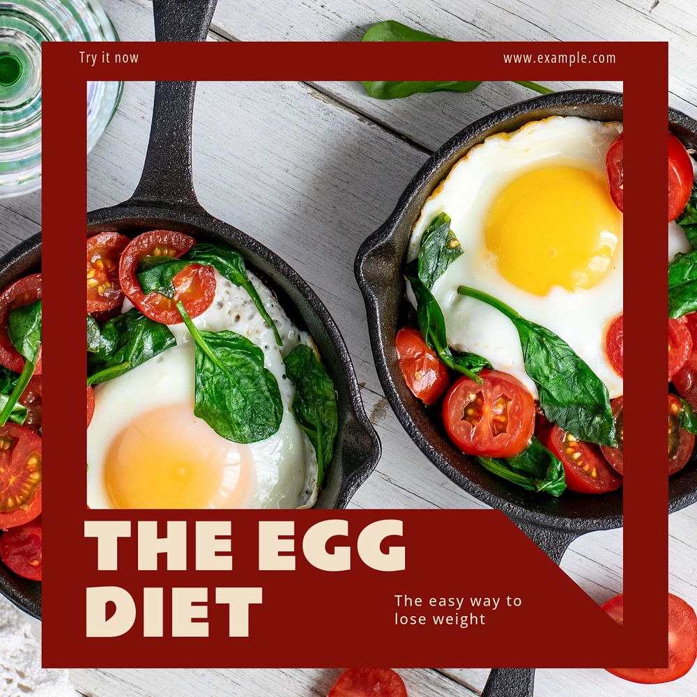 Egg diet Instagram post template, editable design