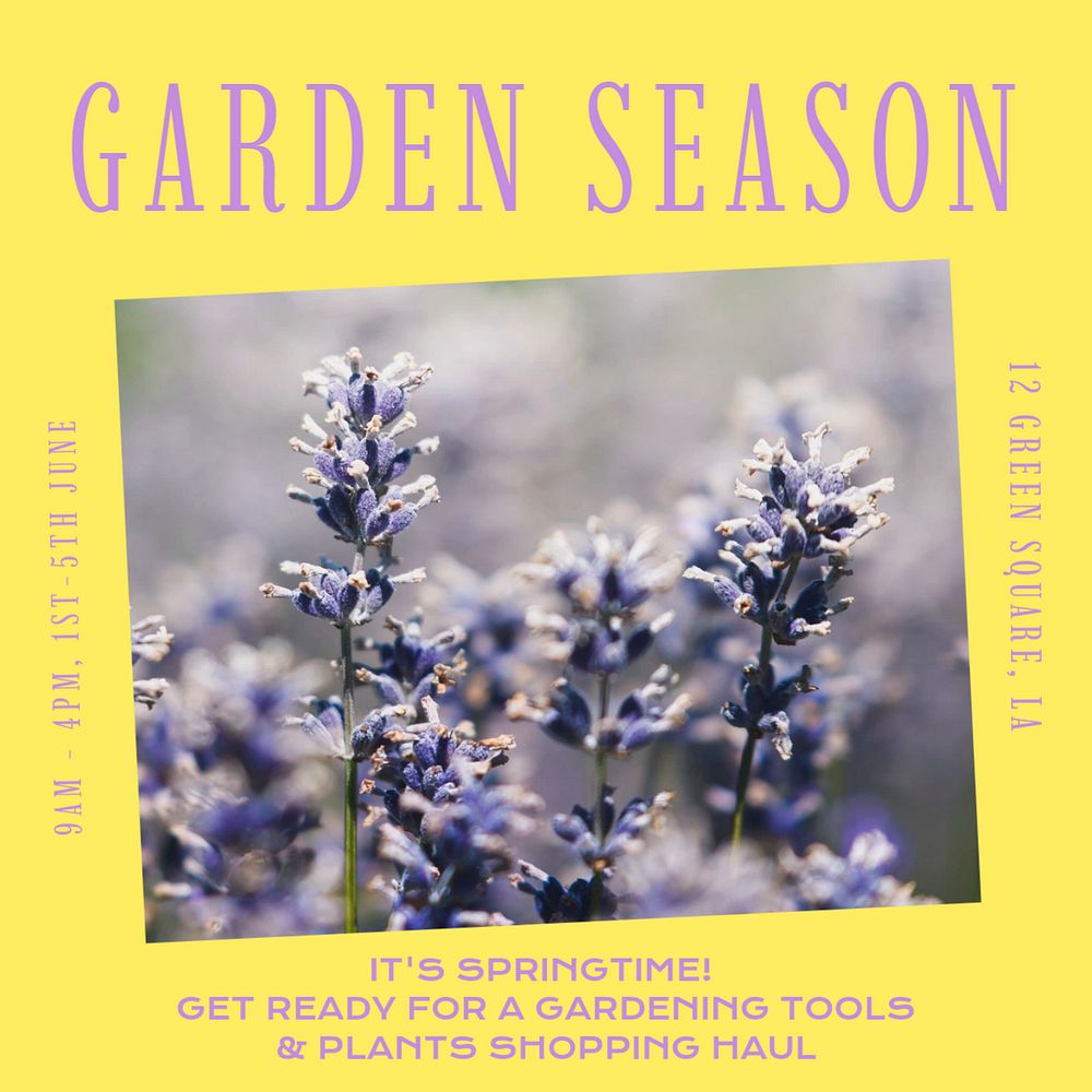 Garden season Instagram post template, editable design