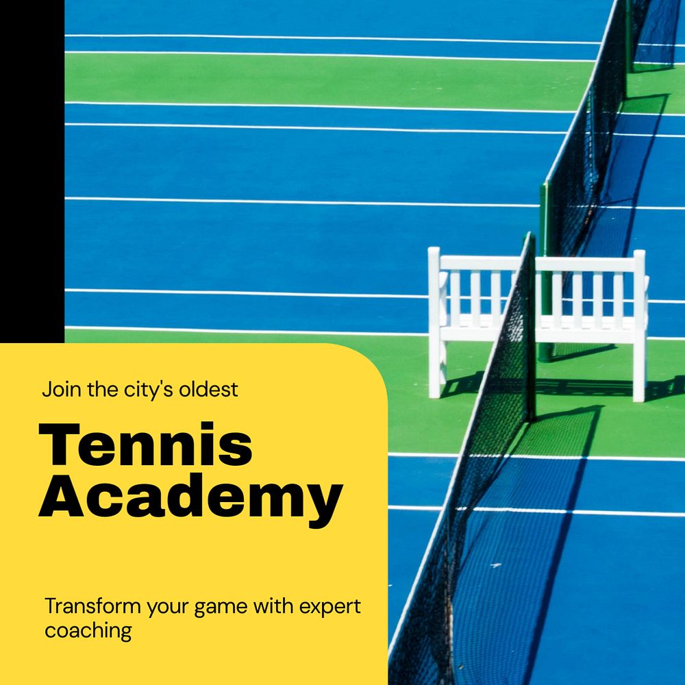 Tennis academy Instagram post template, editable text