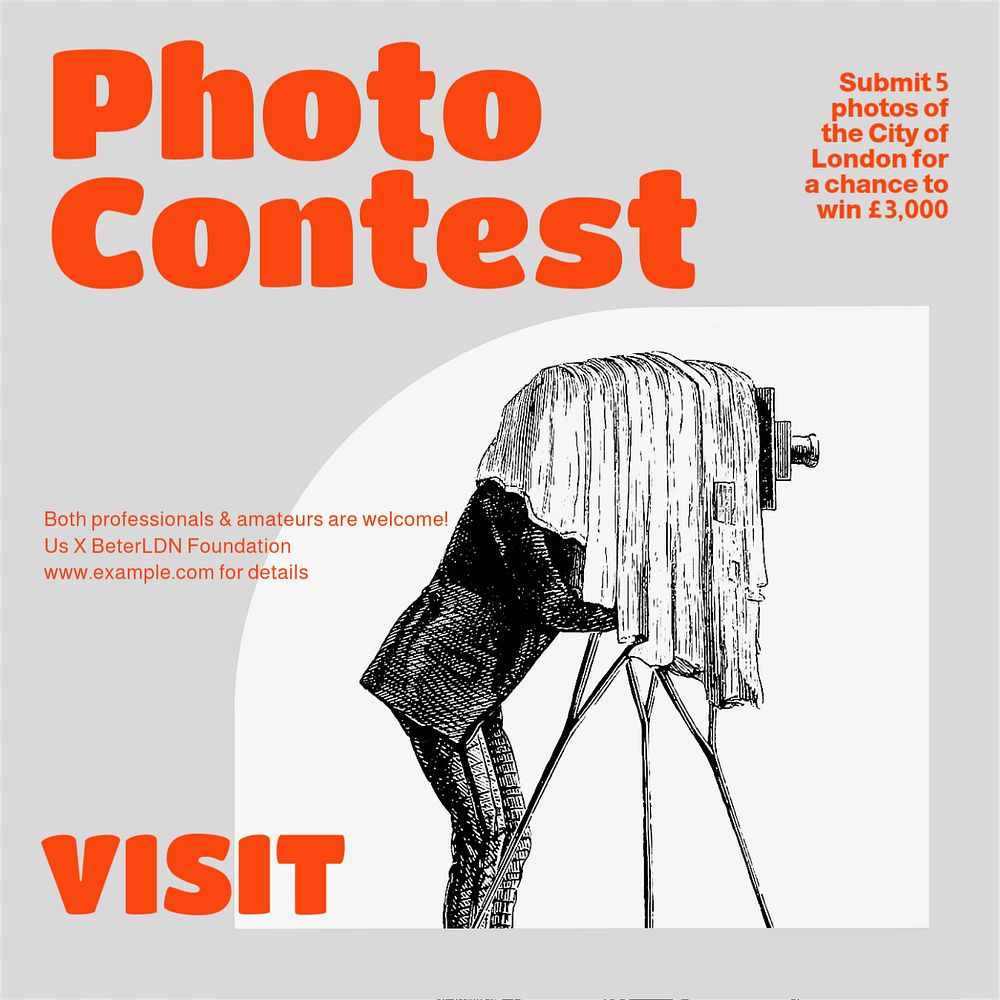 Photo contest Instagram post template, editable design